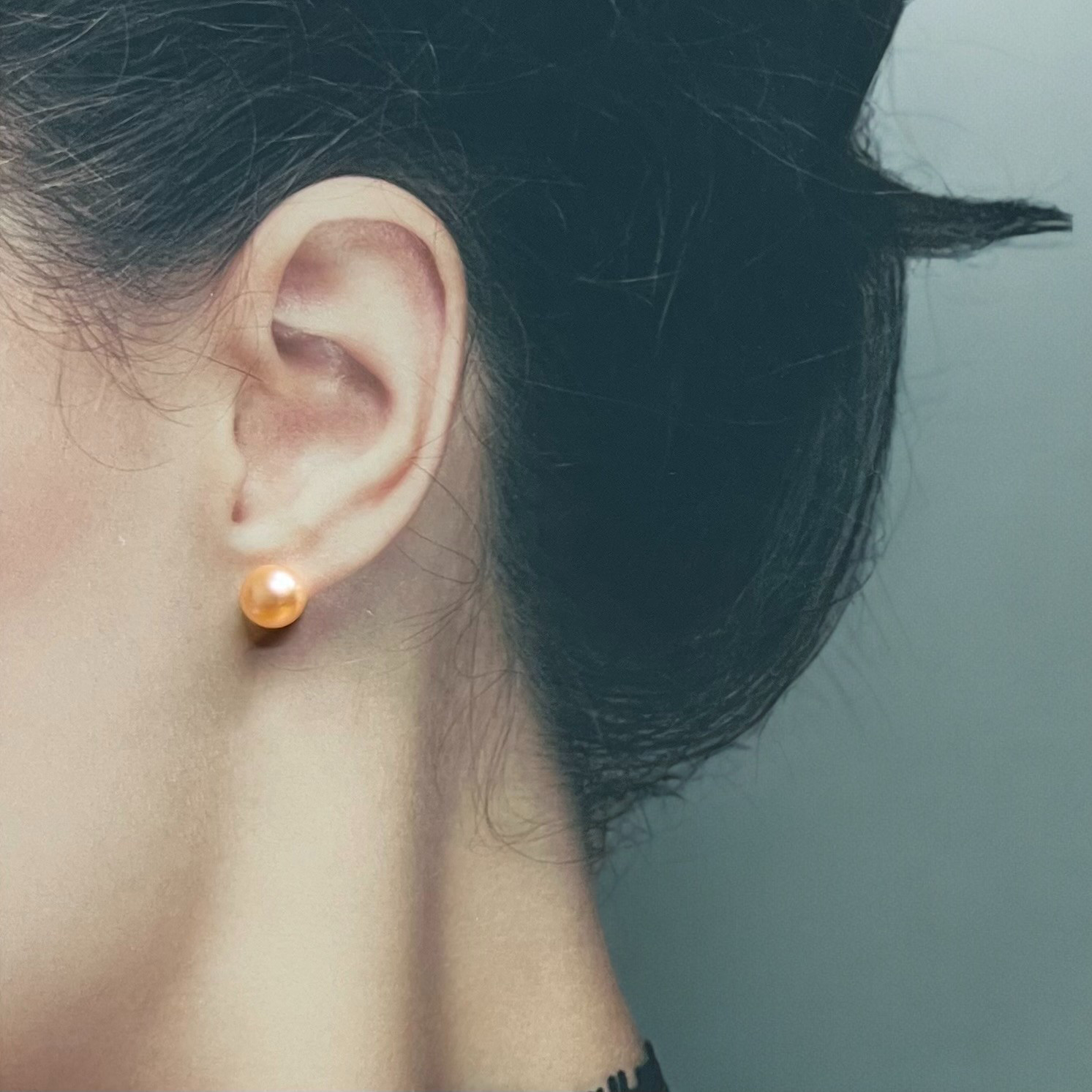 淡水パール(ピーチ)ピアス　l-bdzg019p