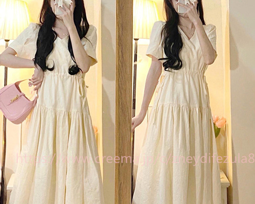 'S MaxMara コットンシルク Vネックティアードワンピース イエロー S MaxMara コットンシルク Vネックティアードワンピース イエロー