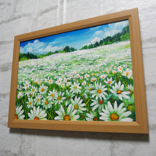 絵画 油絵 青木今陽 静物画 マーガレットの花に花瓶 artfuji_p0810-1