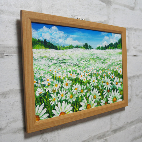 油絵 油彩 油彩画 絵 絵画【マーガレットのお花畑】 絵画 HR