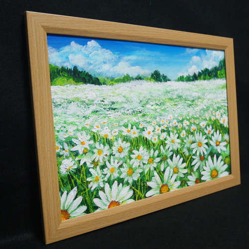 油絵 油彩 油彩画 絵 絵画【マーガレットのお花畑】 絵画 HR 通販