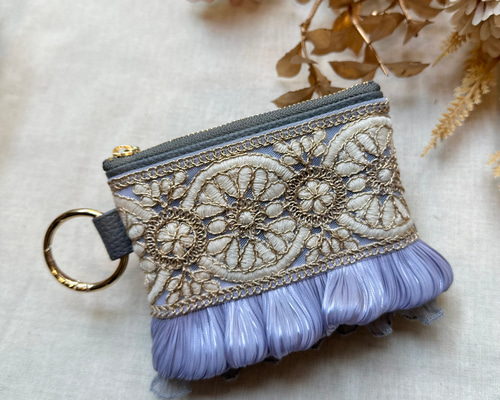 【リュンヌ】インド刺繍リボン・ミニポーチ リュンヌ様 専用】インド刺繍リボン・ミニポーチ