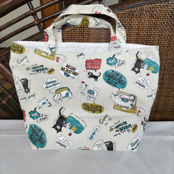 トートバッグ等　専用　猫柄 Amazon | 猫柄トート バッグ クロネコ ファスナー付き 裏地・内