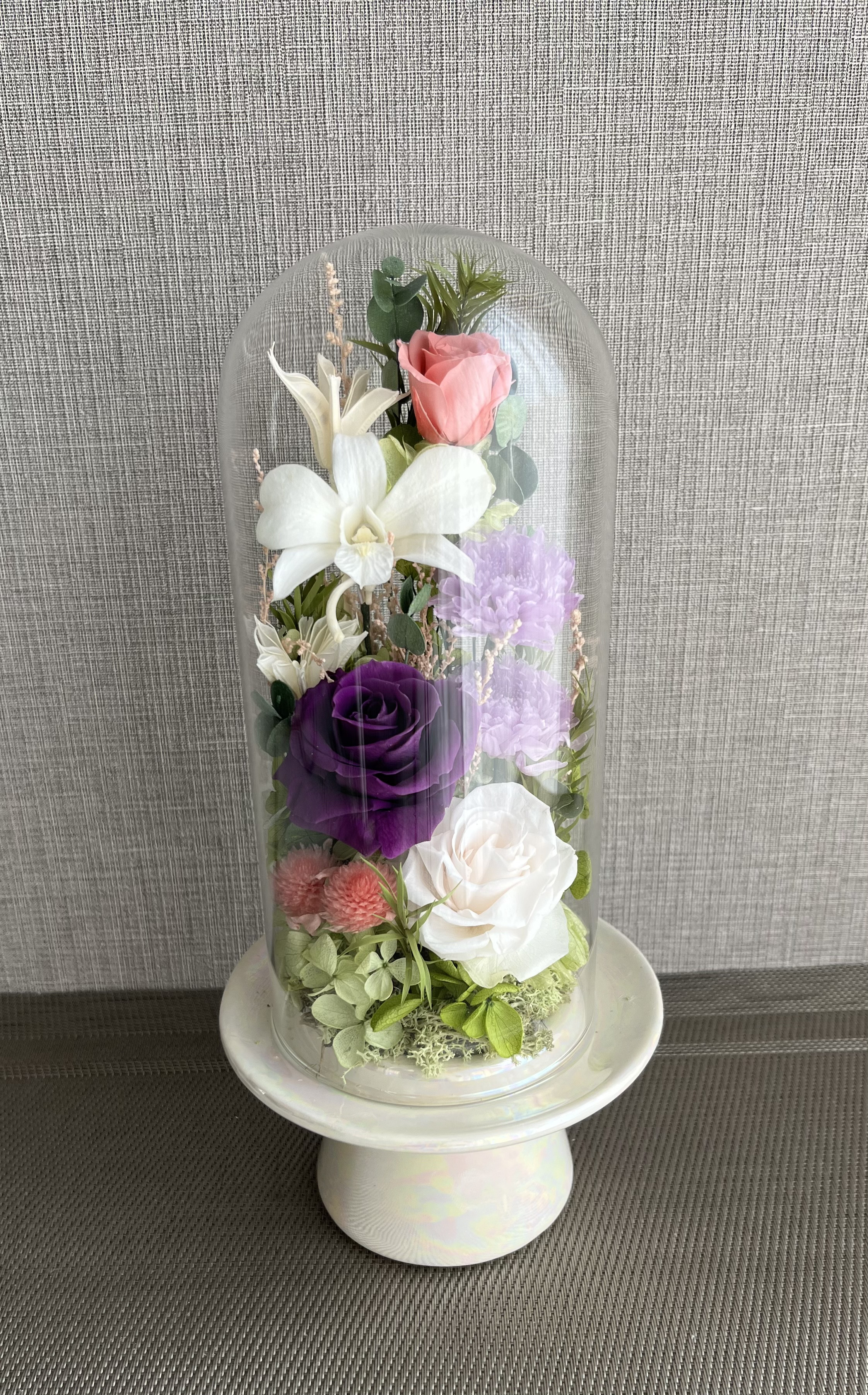 プリザーブドフラワー 仏花＊ガラスドーム入り Lサイズ プリザーブド