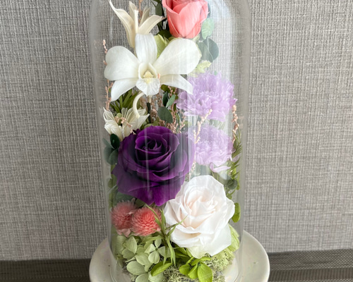 プリザーブドフラワー 仏花＊ガラスドーム入り Lサイズ プリザーブド