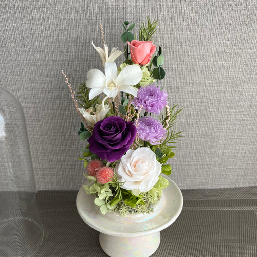 プリザーブドフラワー 仏花＊ガラスドーム入り Lサイズ プリザーブド