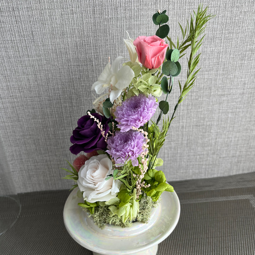 プリザーブドフラワー 仏花＊ガラスドーム入り Lサイズ プリザーブド