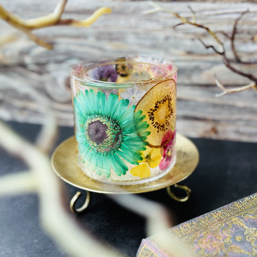 グリーンフラワーキャンドルホルダー1個 グリーンフラワーキャンドルホルダー1個