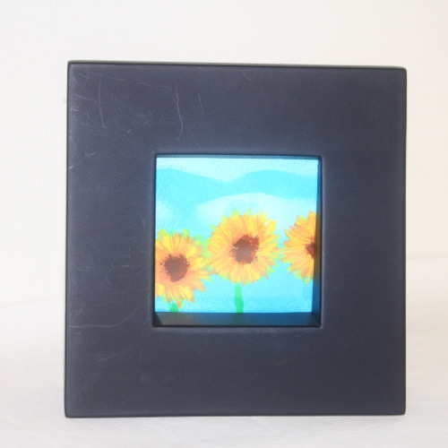 アクリル画＜向日葵＞ 壁掛け、スタンド式兼用。送料無料。 絵画