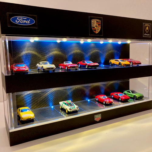 fknk・オーダー依頼品・WH＆BK・ディスプレーBOX・ネオジオラマ 1/43展示13台可・WH&BK・2層式ディスプレーBOX / ネオジオラマ 1/43