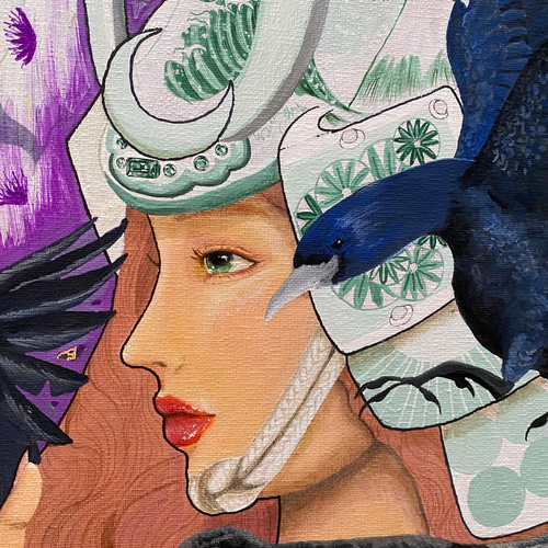 月の竪琴　ハンドメイドパステル画　絵画アート原画 パステルアート 月明かりと希望の木 パステル画原画 絵画 T's