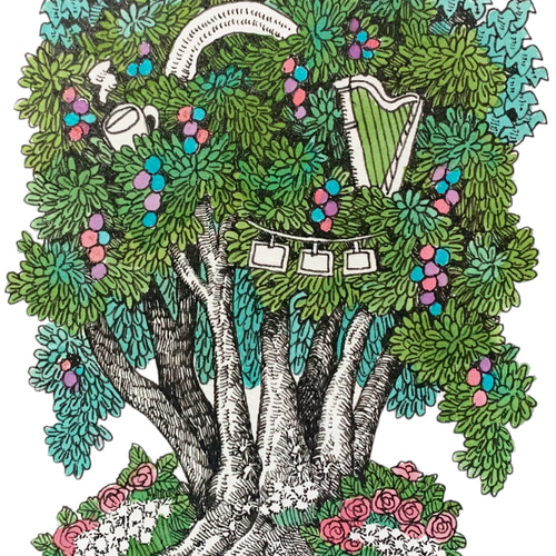 受注制作】原画「平穏の木」ペン画 ツリーのアート 森 緑 グリーン 野