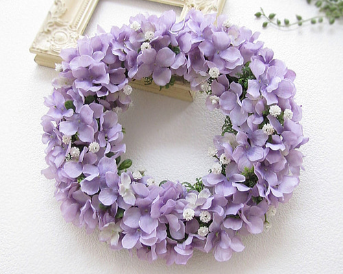 夏☀︎SALE！ユーカリと紫陽花のラベンダーカラーハーフリース　バラプルモルサ 秋色紫陽花 ＆ デルフィニウム ＆ ラベンダー ブルーパープル 秋