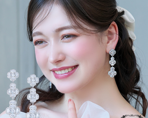 ブリジッドジルコニアイヤリング/ピアスRLE-74|花嫁 結婚式