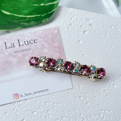 バレッタ　レジン　7.2cm長方形　かすみ草 大人可愛いプリンセスカラー かすみ草のヘアクリップ バレッタ レジン ヘアアレンジ ベージュ