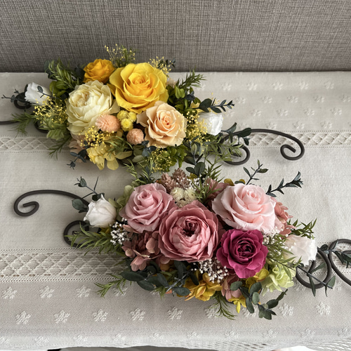 壁掛け ワイヤー仕上げ フラワーアレンジ デザインワイヤーの壁掛け プリザーブドフラワー M Rose 通販 17918077