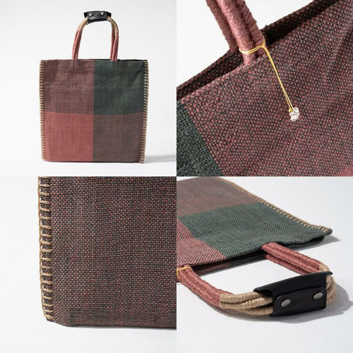 麻トートバッグ かごバッグ リネン ハンドメイド 天然素材 本革