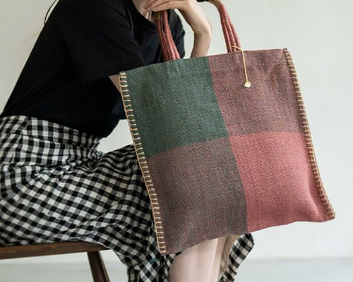 ハンドメイド　かごバッグ　リネン　麻　ナチュラル　トートバッグ ハンドメイド かごバッグ リネン 麻 ナチュラル トートバッグ