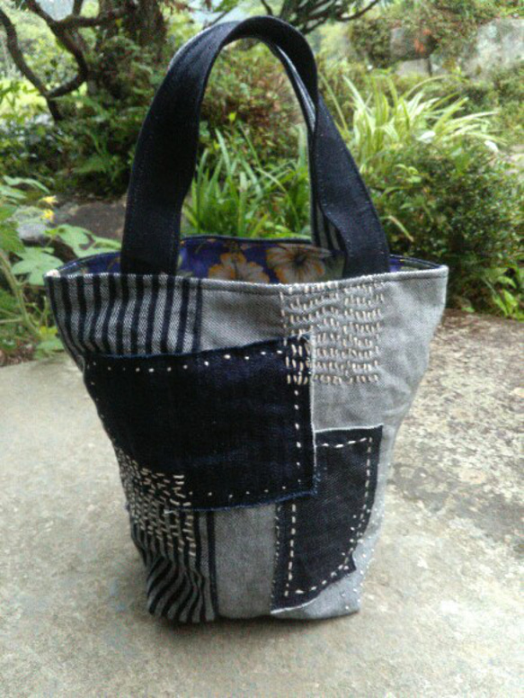 ハンドメイド　デニムパッチワーク　ビッグトートバッグ デニムパッチワークトートバッグ ハンドメイド | Pay ID