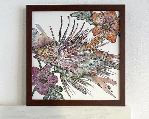 原画　自作の絵　絵画　一点物　パステル画　【カサブランカと松】 原画 自作の絵 絵画 一点物 パステル画 【カサブランカと松