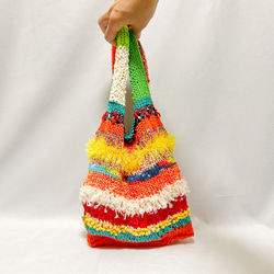 編み物キット【気ままショッピングバッグⅡ】ネオンオレンジ 6枚目の画像