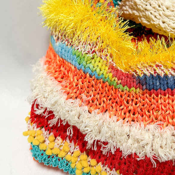 編み物キット【気ままショッピングバッグⅡ】ネオンオレンジ 8枚目の画像