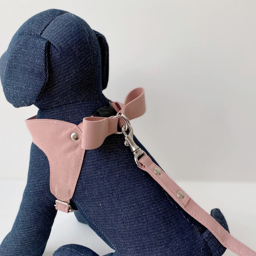 soph】洗えるバックリボンハーネス ピンク ー マイクロファイバー