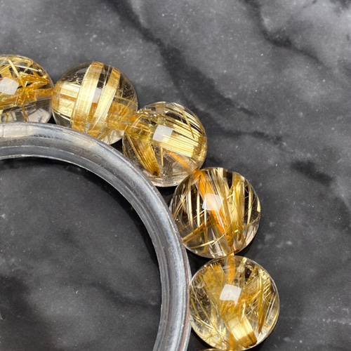 激安!限定1❣️調整可❣️ルチルの王様‼️虹入り❣️ゴールドキャッツアイタイチンルチル！ キャッツアイゴールドタイチンルチル ブレスレット 12.4㎜ XA | 天然石