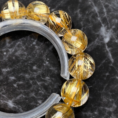 激安!限定1❣️調整可❣️ルチルの王様‼️虹入り❣️ゴールドキャッツアイタイチンルチル！ キャッツアイゴールドタイチンルチル ブレスレット 12.4㎜ XA | 天然石