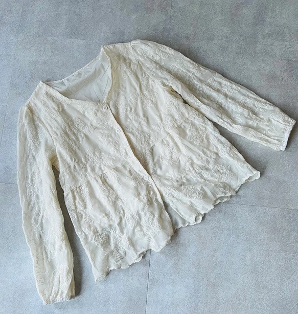 【新送0】総レースがかわいくて使える 綿レースのふんわりトップス 夏の羽織【ふんわりレースtp】