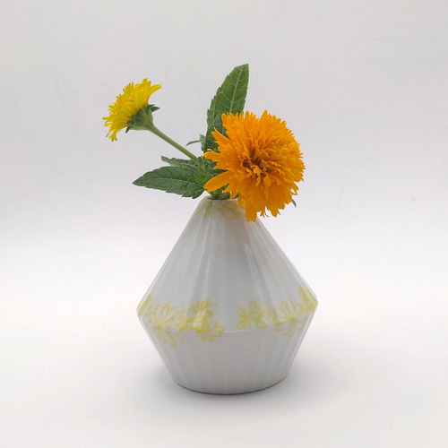 ミニ一輪挿し 黄色い花＊花 【京焼・清水焼】 flower vase