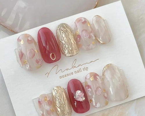 ネイルチップ 成人式 赤 ニュアンス ちゅるん オーダーネイル ちゅるん ネイルチップ 成人式 赤 ニュアンス ちゅるん オーダーネイル ちゅるん