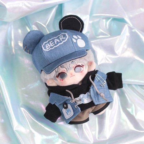 10cm着せ替えぬいぐるみ服 ヒップホップ熊セット 着せ替え人形
