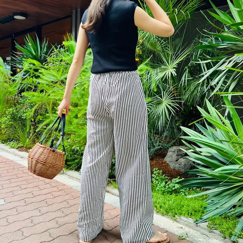 新送0】脱マンネリのストライプパンツ 軽くて履きやすくシワにならない