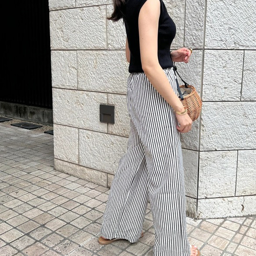 美品✨ ブルネロクチネリ　ストライプ パンツ　ズボン　モニーレ　リネン　38 美品✨ ブルネロクチネリ ストライプ パンツ ズボン モニーレ