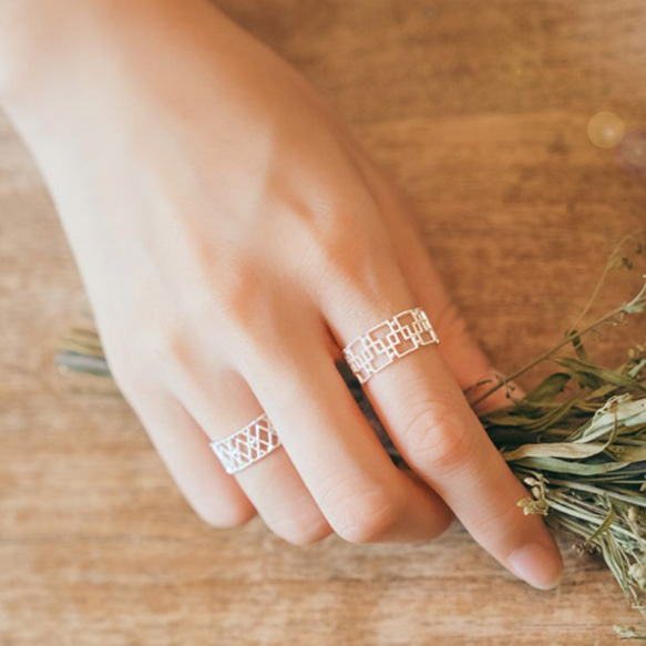 Sv925純銀製 透かす レース風 リング 指輪　  重ね付け つけっぱなし　ニッケルフリー　金属アレルギー対応 3枚目の画像