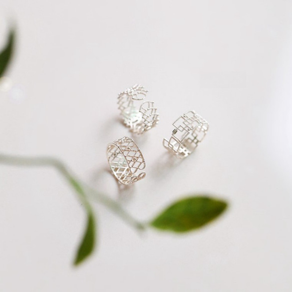 Sv925純銀製 透かす レース風 リング 指輪　  重ね付け つけっぱなし　ニッケルフリー　金属アレルギー対応 5枚目の画像