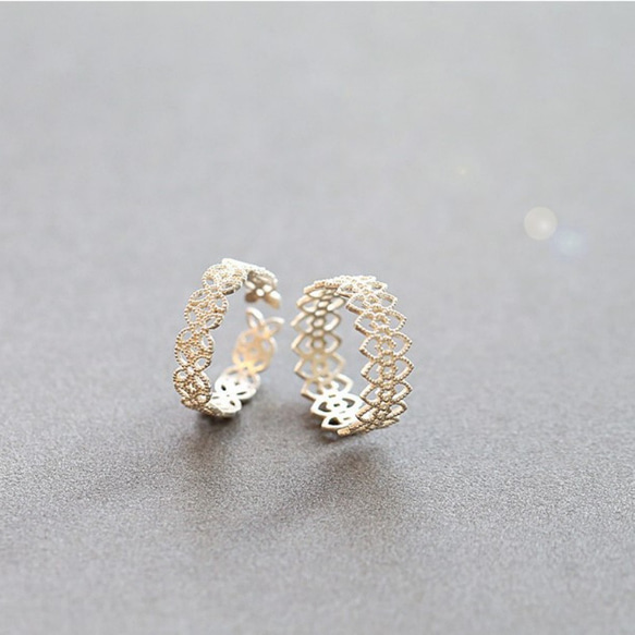 Sv925純銀製 透かす レース風 リング 指輪　  重ね付け つけっぱなし　ニッケルフリー　金属アレルギー対応 8枚目の画像