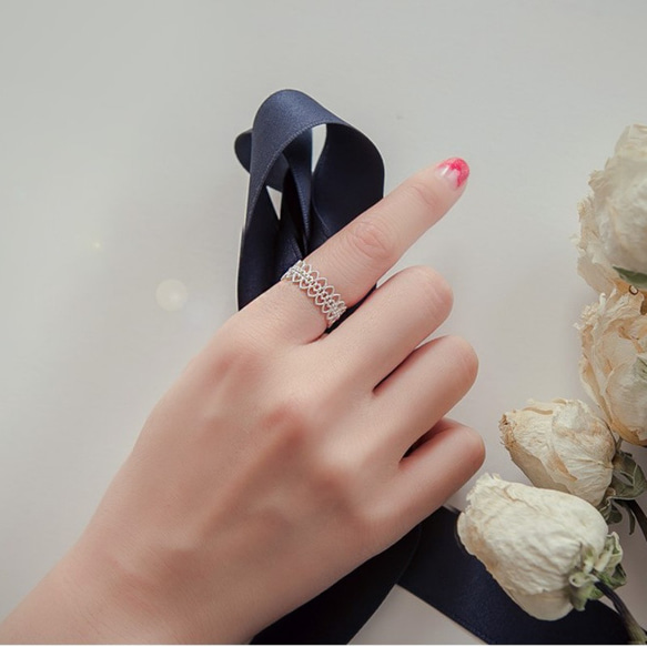 Sv925純銀製 透かす レース風 リング 指輪　  重ね付け つけっぱなし　ニッケルフリー　金属アレルギー対応 7枚目の画像