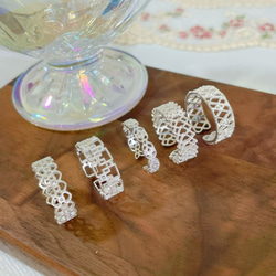 Sv925純銀製 透かす レース風 リング 指輪　  重ね付け つけっぱなし　ニッケルフリー　金属アレルギー対応 1枚目の画像