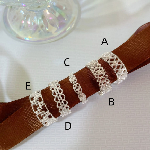 Sv925純銀製 透かす レース風 リング 指輪　  重ね付け つけっぱなし　ニッケルフリー　金属アレルギー対応 2枚目の画像