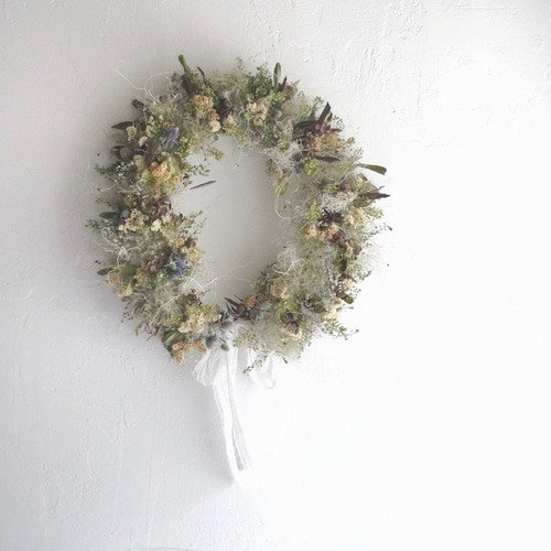 開店祝いや引っ越し祝いにも】スモークツリーの大きなリース イエロー