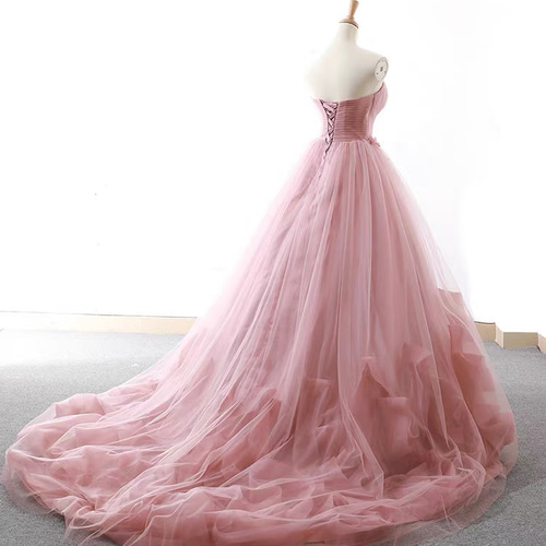 ウエディングドレス.くすみピンク.カラードレス.サテン.チュール.Y2630 ウエディングドレス.くすみピンク.カラードレス.サテン.チュール.Y2630