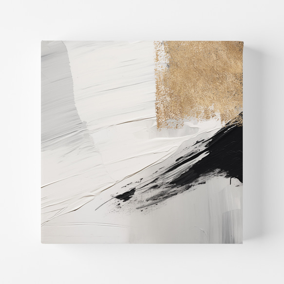 正方形キャンバスパネル モノトーン&ゴールド抽象画 3枚セット　北欧ジャパンディ アートパネル abstract 8枚目の画像