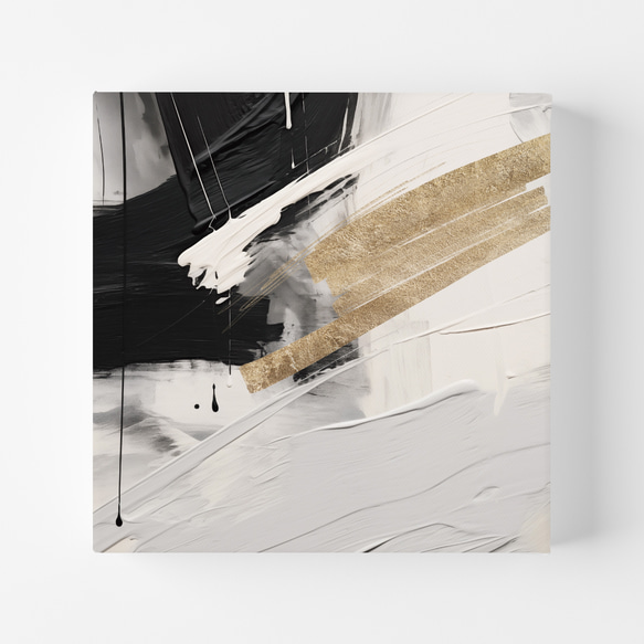 正方形キャンバスパネル モノトーン&ゴールド抽象画 3枚セット　北欧ジャパンディ アートパネル abstract 7枚目の画像