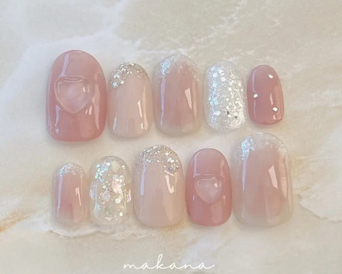 韓国っぽハートnail ネイルチップ（つけ爪） makana 通販 17919588