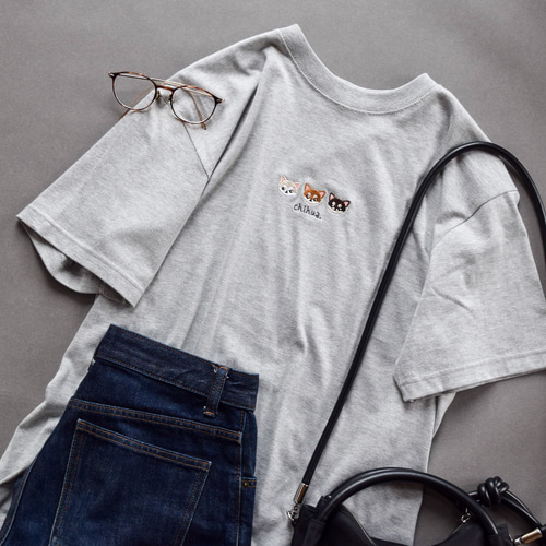 2025新作】犬種が選べる！わんこトリオ刺繍Tシャツ 名入れ可【選べる4