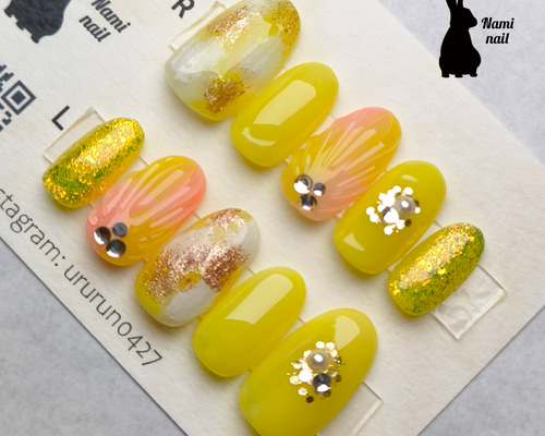 ☑︎陽だまりの檸檬イエロー　ネイルチップ　オーダー　韓国　ニュアンス 6a94072d4fdc24f591670c08a967d9