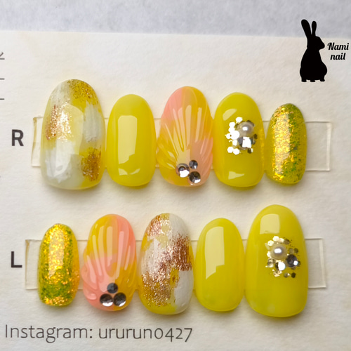 香夏ページ ネイルチップ 盛夏ネイル／ハイビスカス／海と空／サンプルチップ無料 | iichi 日々