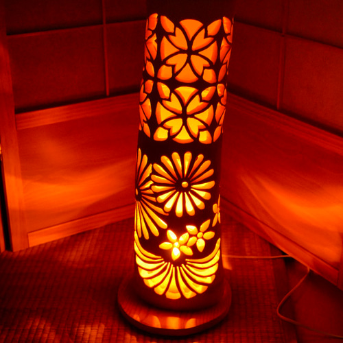 ◇全面彫・極太竹◇竹灯り・竹あかり・竹灯籠 ～～ 癒しの灯り ☆蓮桜  